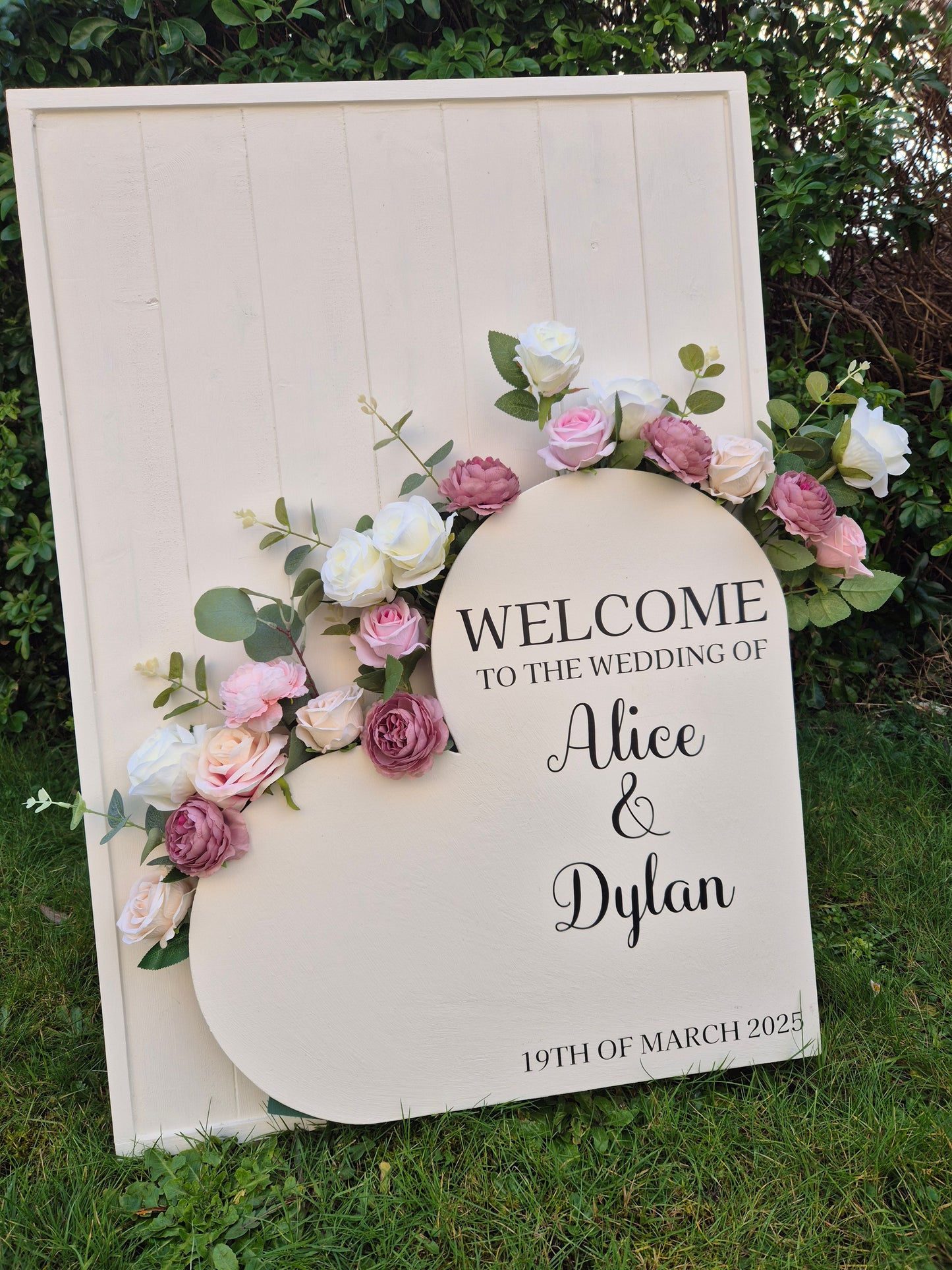 Heart Flower Box Freestanding Easel Sign - White