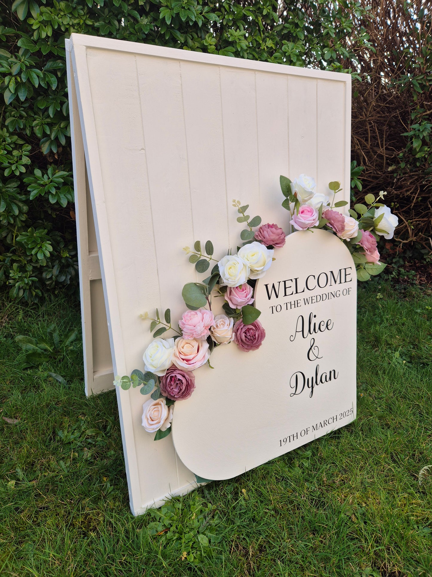 Heart Flower Box Freestanding Easel Sign - White