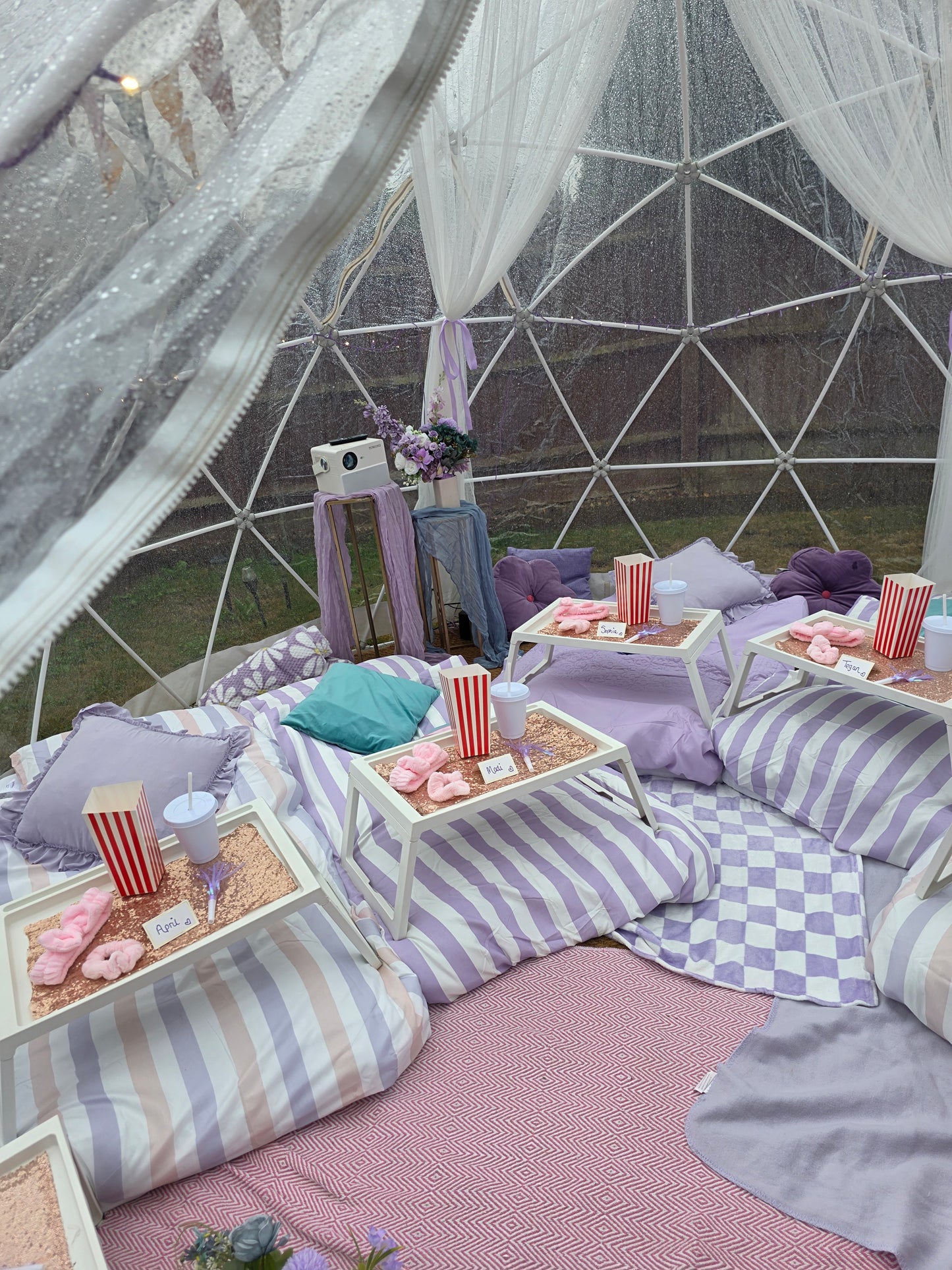 Lilac dream Luxury Igloo Geo-Dome Hire South Wales - Sleepover party
