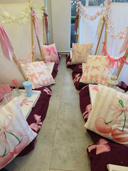 Girly bow theme Indoor Tepee sleepover party package