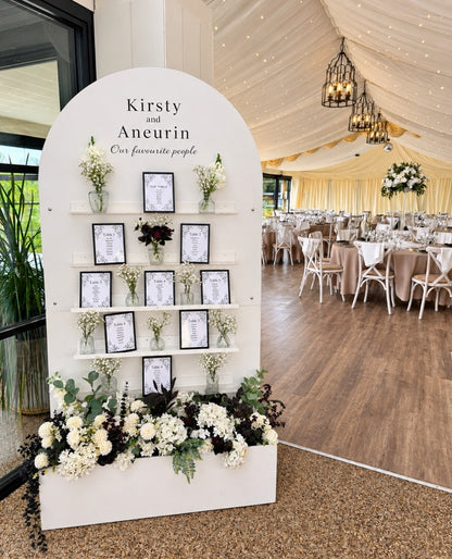 Seating Plan, Shot wall, Favour flower box wall