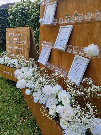 Seating Plan, Shot wall, Favour flower box wall