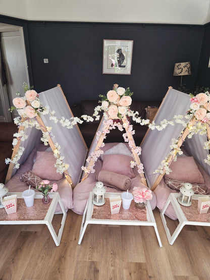 Boho flower theme Indoor Tepee sleepover party package