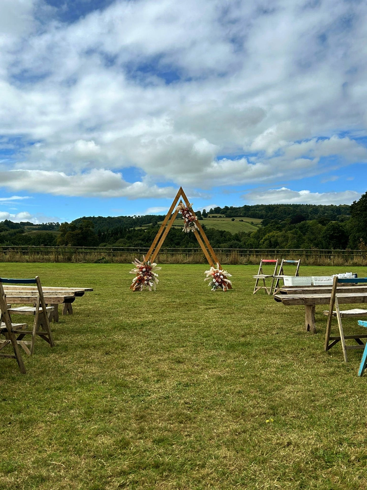 Double Triangle Wooden Arch for Party & Event Hire