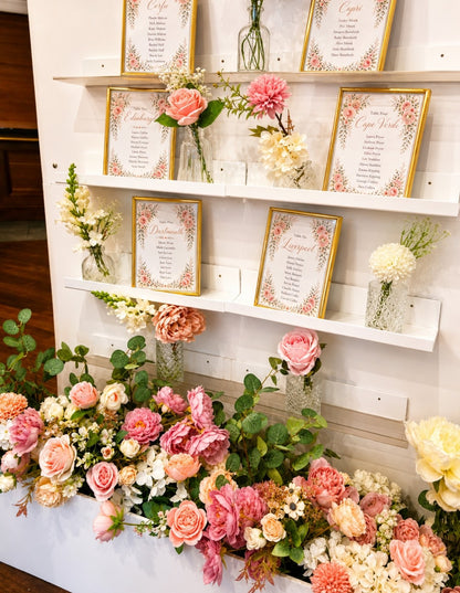 Seating Plan, Shot wall, Favour flower box wall