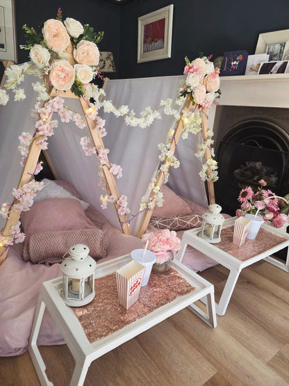 Boho flower theme Indoor Tepee sleepover party package
