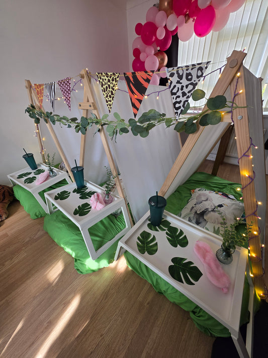 Safari indoor Tepee sleepover party package