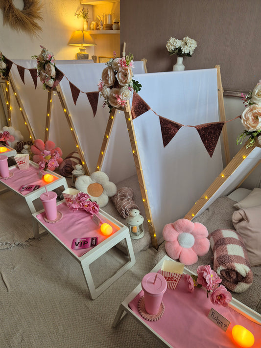 Flower power indoor Tepee sleepover party package
