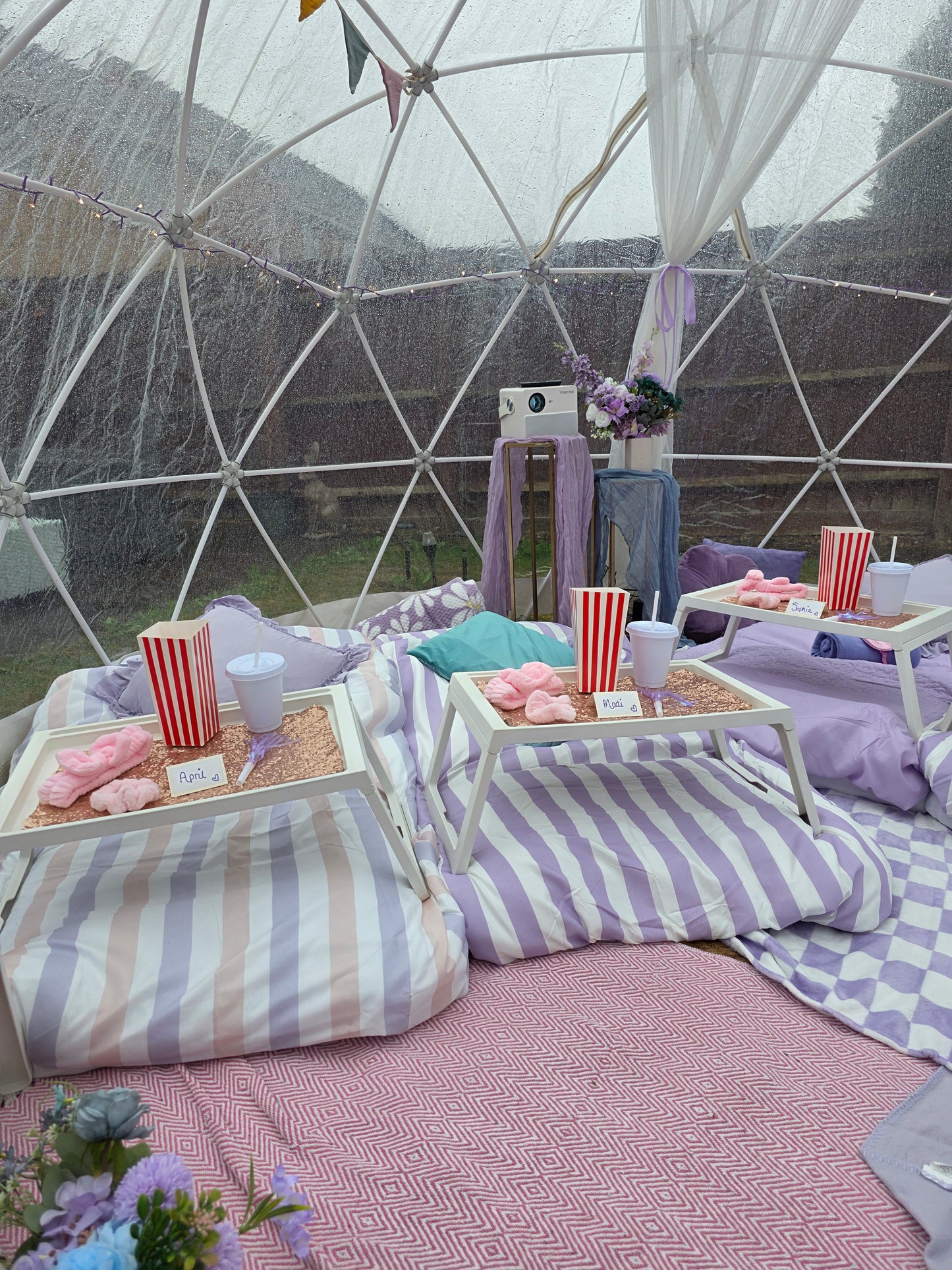 Lilac dream Luxury Igloo Geo-Dome Hire South Wales - Sleepover party