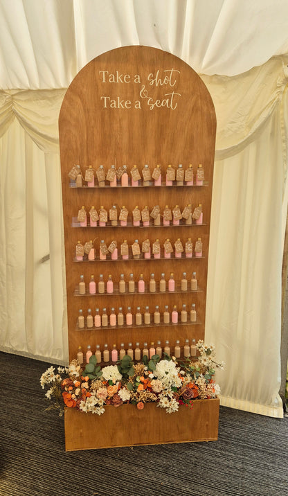 Seating Plan, Shot wall, Favour flower box wall