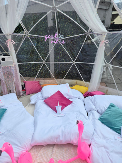 Good vibes Love Island Luxury Igloo Geo-Dome Hire South Wales - Sleepover party