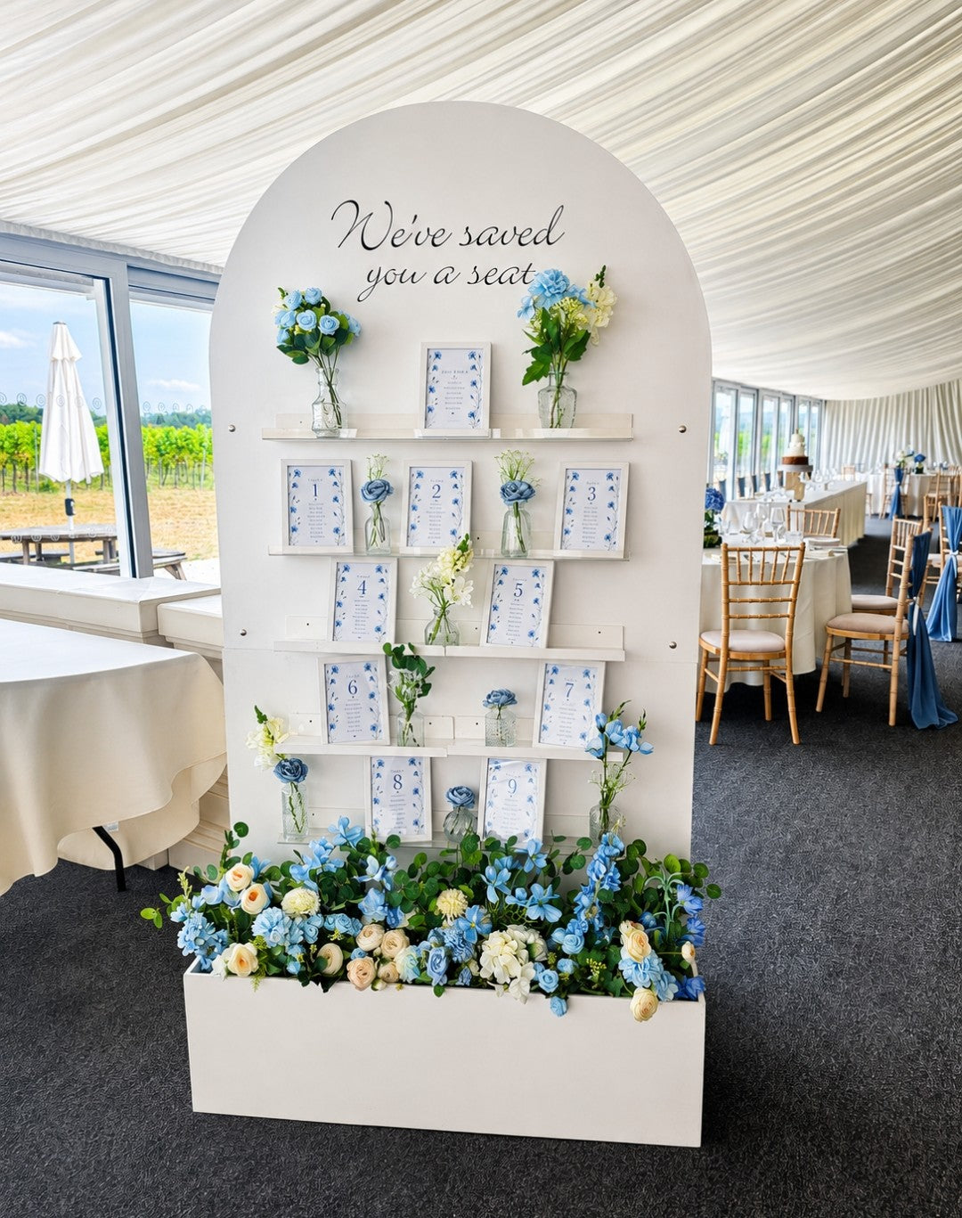 Seating Plan, Shot wall, Favour flower box wall