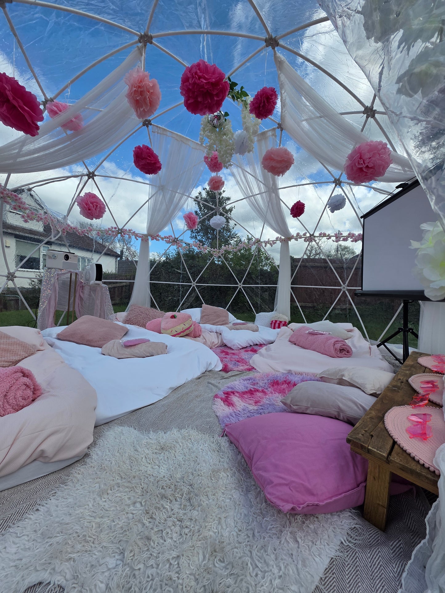 Pink Dream Luxury Igloo Geo-Dome Hire South Wales - Sleepover party