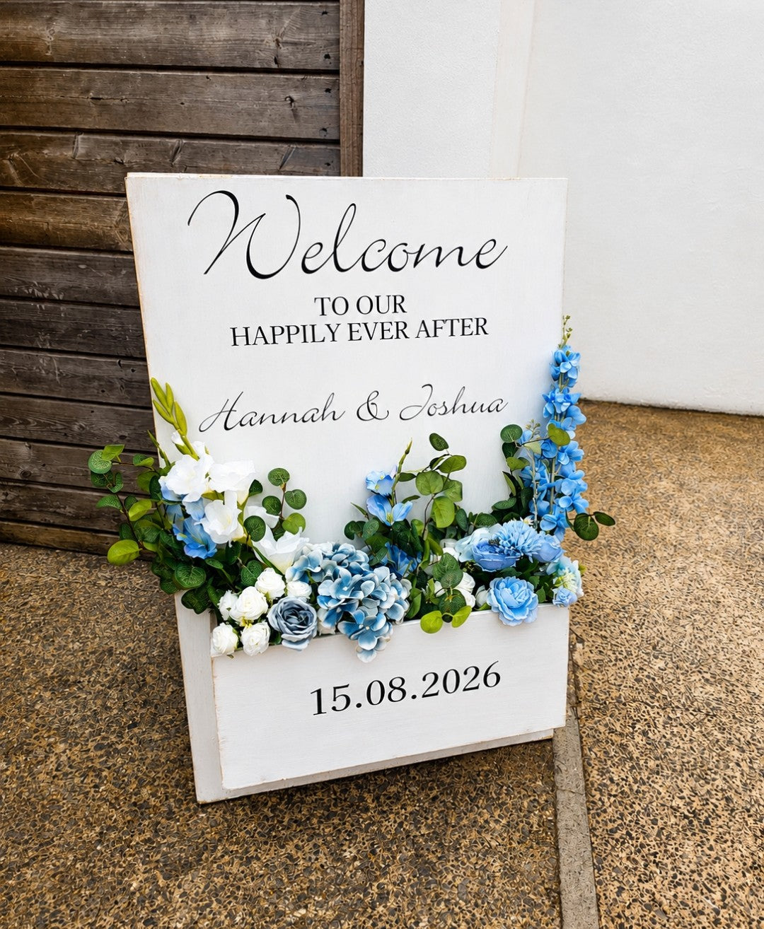 Welcome Flower Box Freestanding Easel Sign - White