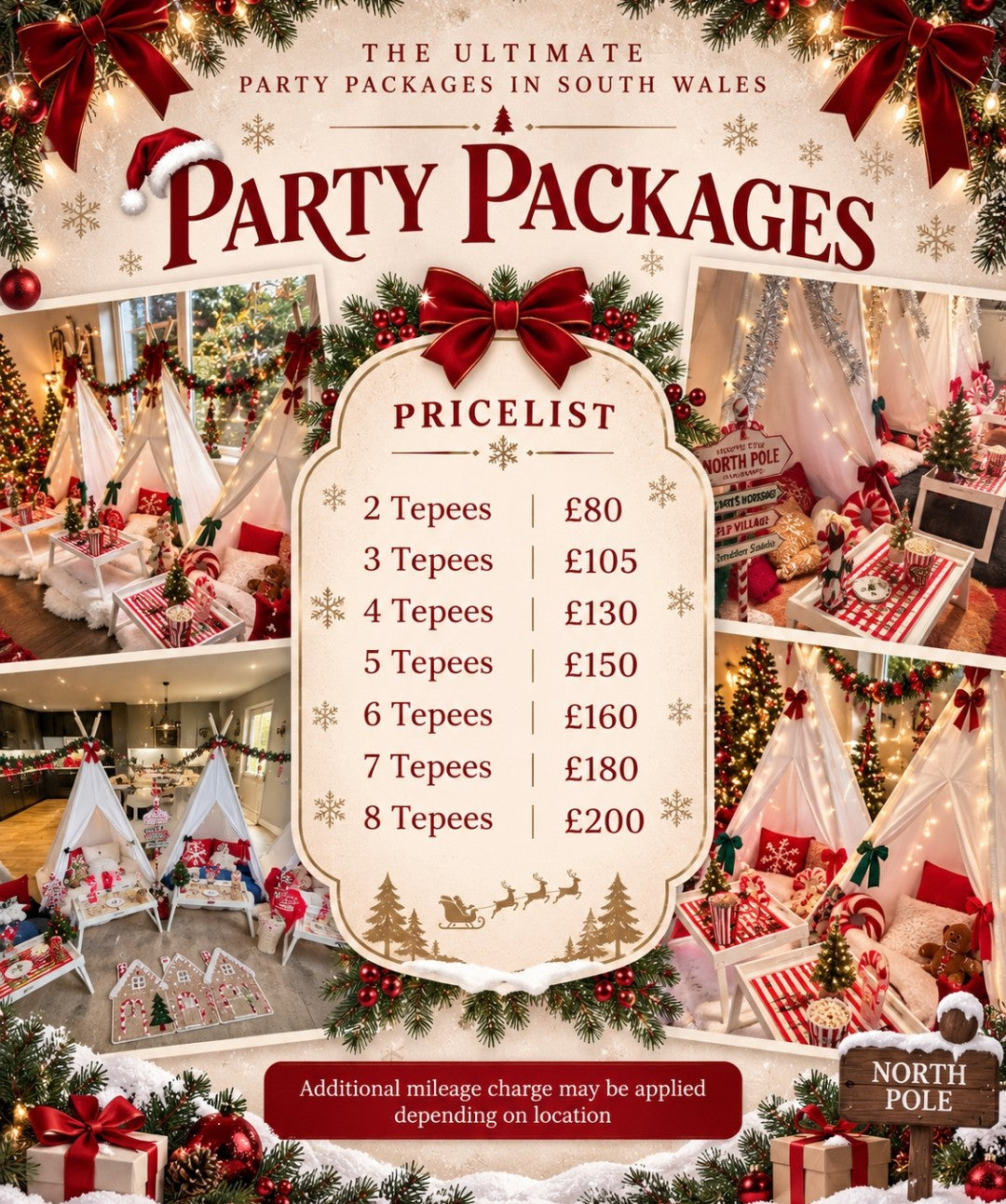 Magical Christmas Tepee sleepover party package