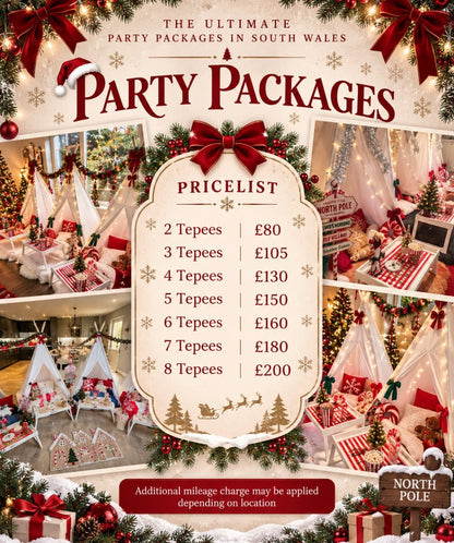 Magical Christmas Tepee sleepover party package