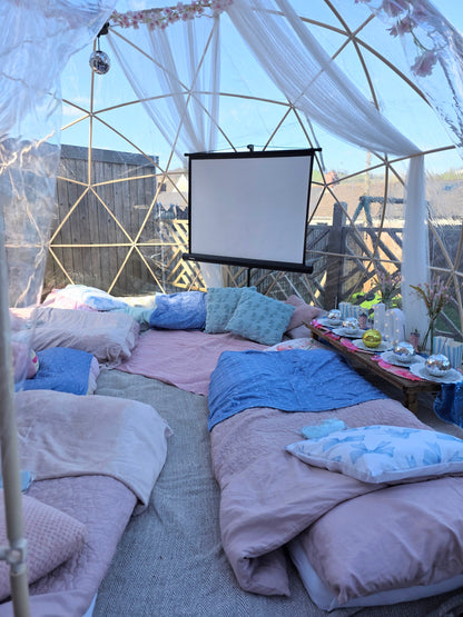 Pink & Blue Bowtique Luxury Igloo Geo-Dome Hire South Wales - Sleepover party