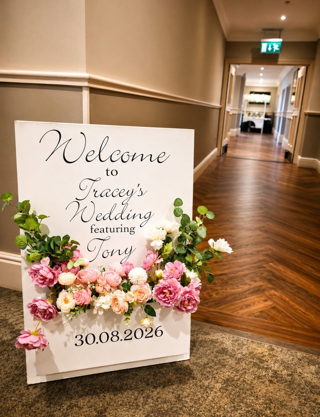 Welcome Flower Box Freestanding Easel Sign - White