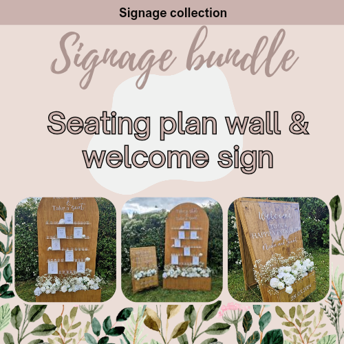 Signage Offer Package: Event, Wedding, Party Hire seating plan & welcome sign