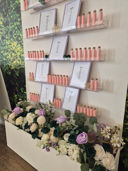 Seating Plan, Shot wall, Favour flower box wall