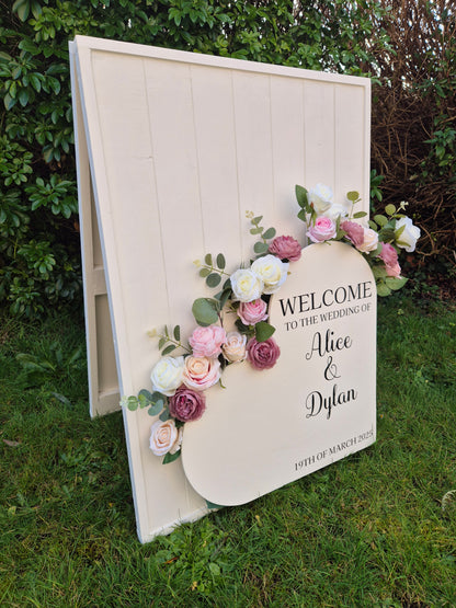 Heart Flower Box Freestanding Easel Sign - White