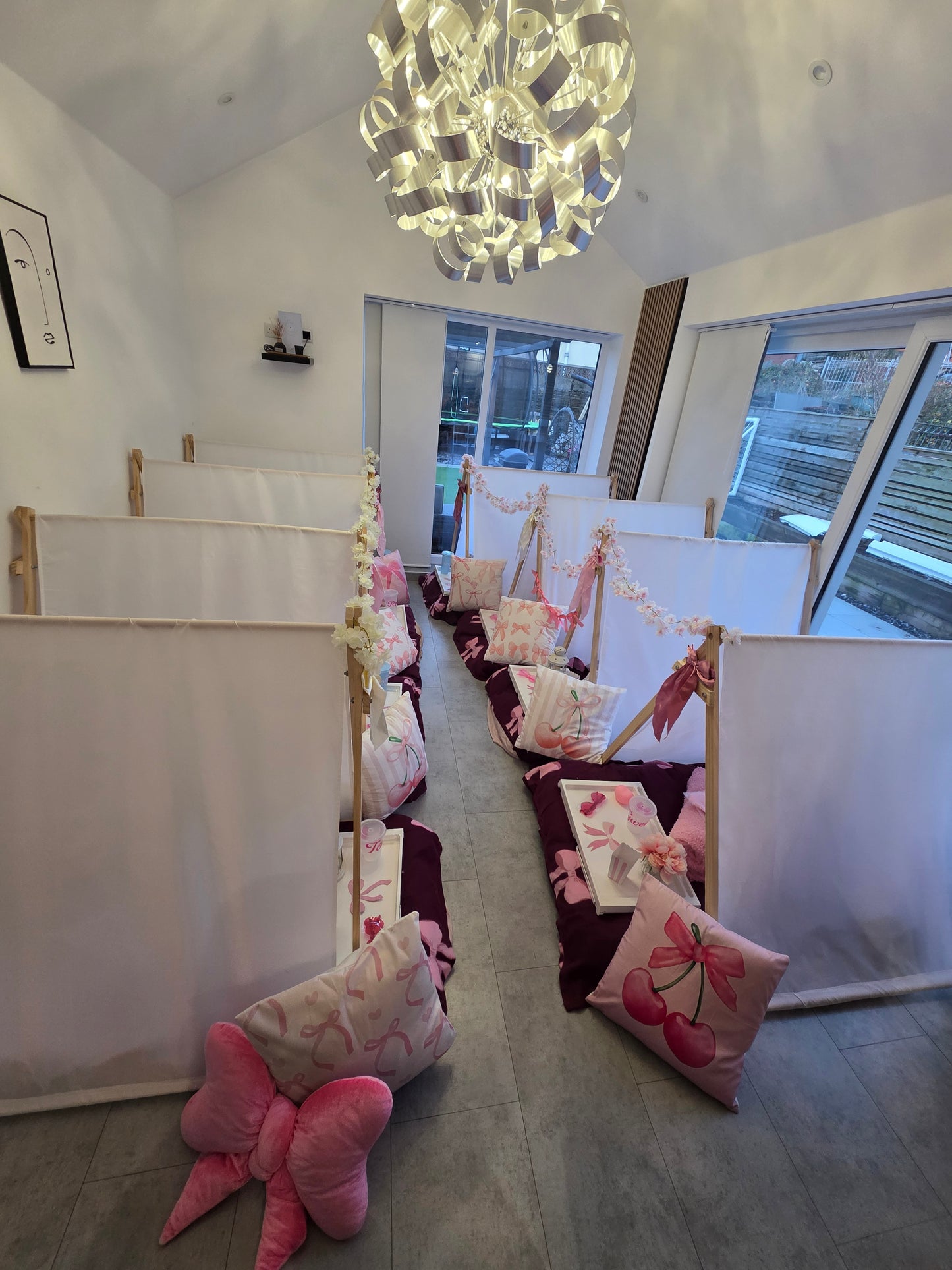 Girly bow theme Indoor Tepee sleepover party package