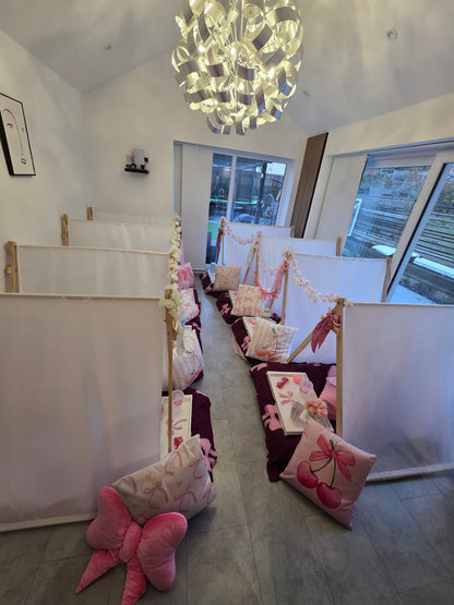 Girly bow theme Indoor Tepee sleepover party package