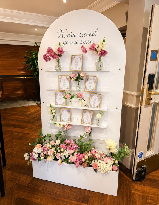 Seating Plan, Shot wall, Favour flower box wall