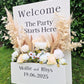 Welcome Flower Box Freestanding Easel Sign - White